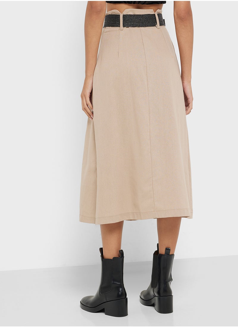 Ginger Box Pleat A Line Midi Skirt  - Image 3