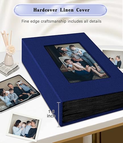 Ejblfe Photo Album 4x6,Linen Cover Slide-in Photo Album Book Can Holds 100 4x6 Photos with 50 Black Sheets for Family,Wedding,Baby and Holiday Pictures (Dark blue) - Image 5
