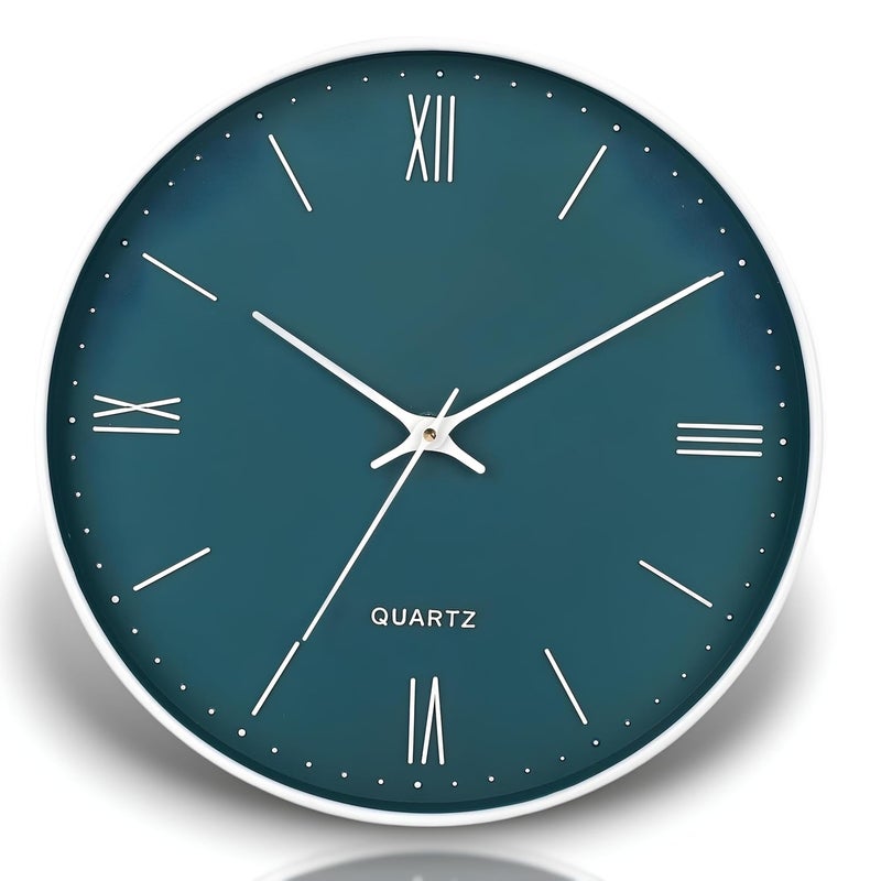 UmI. Umi 12 Inches Non Ticking Silent Quartz Round Designer Plastic Bold Number Wall Clock for Home Kitchen Bedroom Hall Living Room Office Roman Number_Green - Image 1
