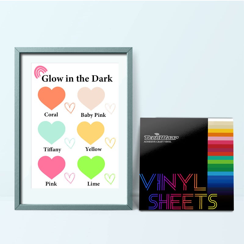TECKWRAP Glow in Dark Matte Neon Adhesive Craft Vinyl Precut Sheets 12" x 12" 6 Sheets/Pack for Craft Cutters,Sign Plotters - Image 5