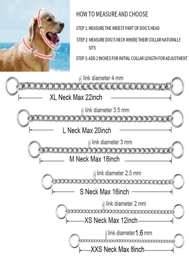 WeimoMonkey Dog Collar Medium, Dog Chain Collars Slip P Chain Metal Link Training Heavy Duty Martingale Dog Collar for XS Small Medium Large Big XL Breed Dogs, M - Image 3