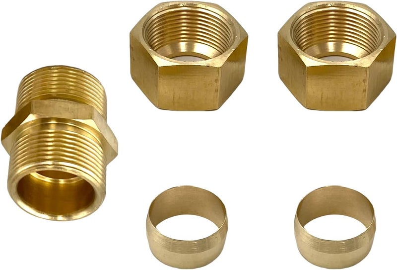 Bumugufu موصل ضغط موحد 3/4 بوصة OD إلى 3/4 بوصة OD، تركيب ضغط نحاسي 3/4" × 3/4" للتبريد، الماء، الغاز النفطي، والأنظمة الهيدروليكية - Image 3