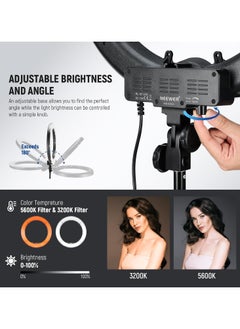FARROBIZZ Ring Light Kit: 18"/45cm Outer 55W 5600K Dimmable LED Ring Light, Light Stand, Carrying Bag for Camera, Smartphone, YouTube, TikTok, Self Portrait Shooting, Black  - Image 3