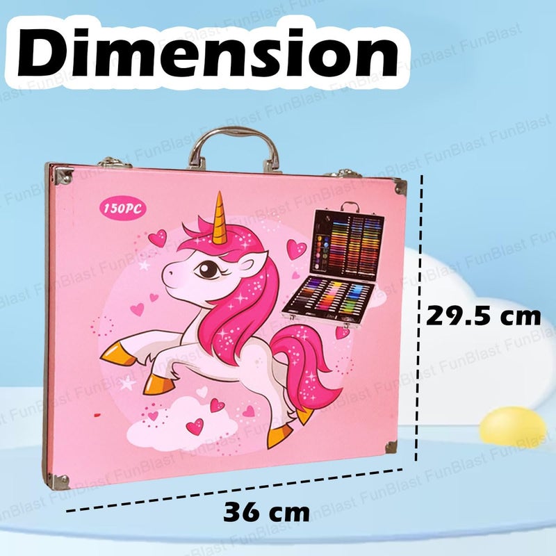 FunBlast مجموعة ألوان الفنان من فن بلاست - صندوق ألوان يونيكورن، مجموعة تلوين متعددة، أقلام تلوين احترافية، باستيل زيتي، رسومات، ألوان مائية وفرشاة طلاء أكريليك (قد يختلف لون الصندوق) - Image 3