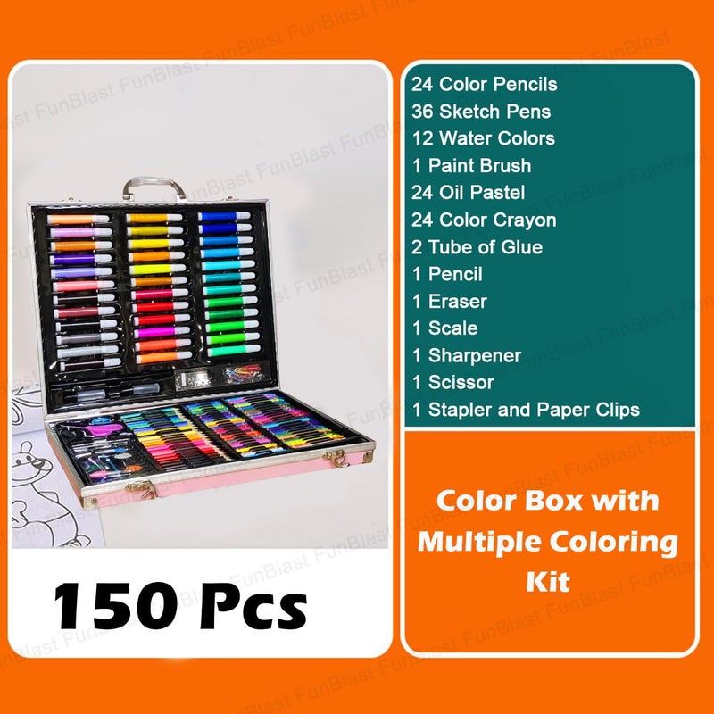 FunBlast مجموعة ألوان الفنان من فن بلاست - صندوق ألوان يونيكورن، مجموعة تلوين متعددة، أقلام تلوين احترافية، باستيل زيتي، رسومات، ألوان مائية وفرشاة طلاء أكريليك (قد يختلف لون الصندوق) - Image 4