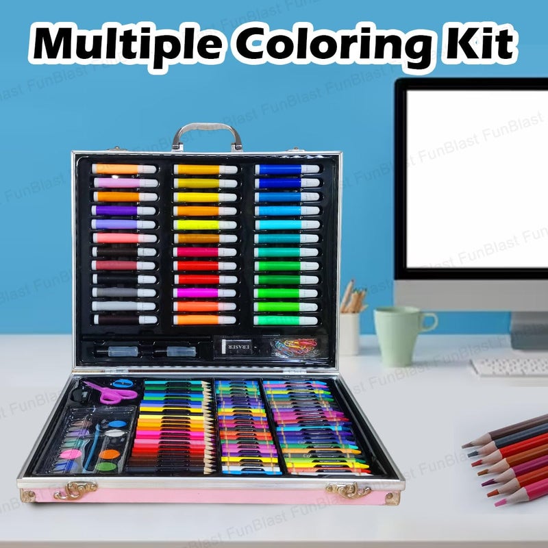 FunBlast مجموعة ألوان الفنان من فن بلاست - صندوق ألوان يونيكورن، مجموعة تلوين متعددة، أقلام تلوين احترافية، باستيل زيتي، رسومات، ألوان مائية وفرشاة طلاء أكريليك (قد يختلف لون الصندوق) - Image 5