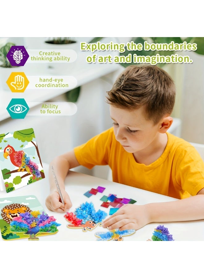 كابسترو مجموعة بوكي للفنون والحرف اليدوية - موضوع الحيوانات | أكثر من 800 قطعة قماش ملونة، 11 مجسم حيوان لطيف ولوحات عرض | عمل يدوي ثلاثي الأبعاد من الإسفنج للأطفال من سن 6 سنوات فما فوق | هدية فنية إبداعية للأولاد والبنات - Image 4