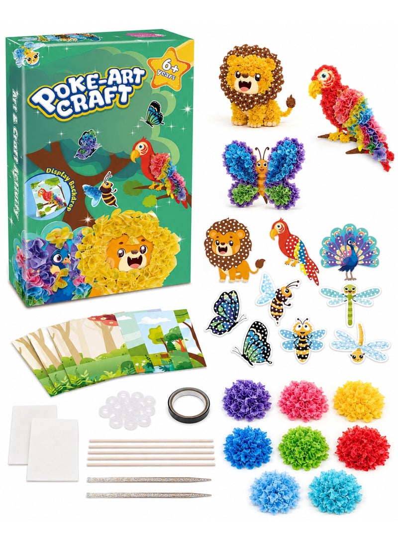 Capstro DIY Poke Art & Craft Kit – Animal Theme | 800+ Colorful Fabric Pieces, 11 Cute Animal Figures & Display Boards | Handmade 3D Foam Craft for Kids Age 6+ | Creative DIY Art Gift for Boys & Girls - Image 1