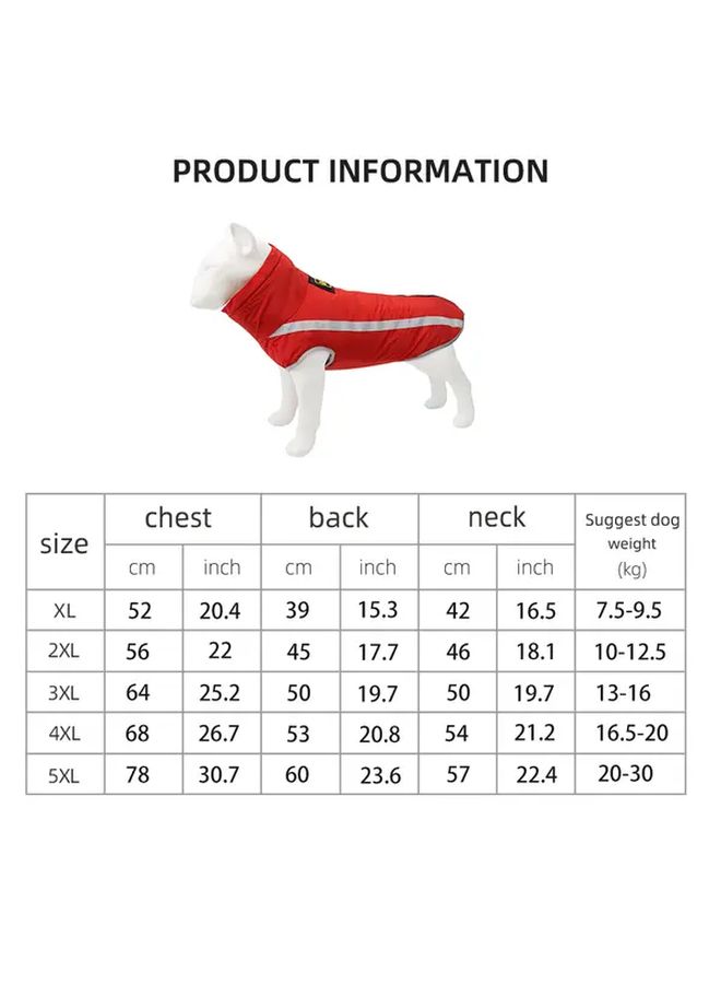 Large Dog Waterproof Jacket Red XL Thickened Fleece Winter Warm Coat with Reflective Safety Zipper Heavy Duty Cold Weather Outdoor Apparel for Great Danes German Shepherds comes with Free Pet Waste Bags - Image 4