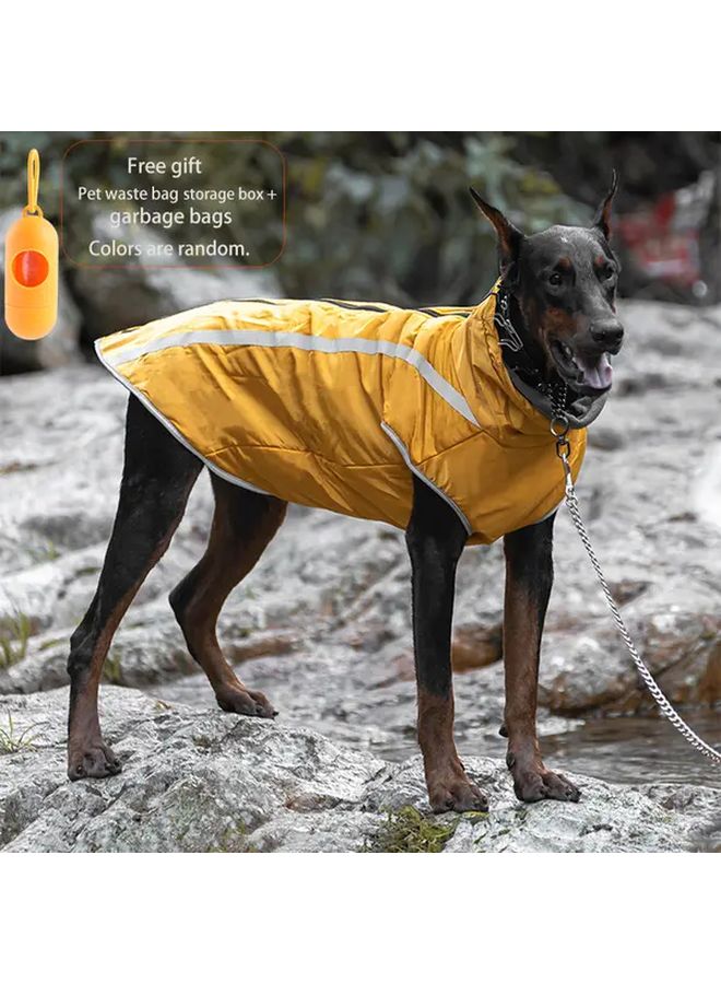 Large Dog Waterproof Jacket Red XL Thickened Fleece Winter Warm Coat with Reflective Safety Zipper Heavy Duty Cold Weather Outdoor Apparel for Great Danes German Shepherds comes with Free Pet Waste Bags - Image 1