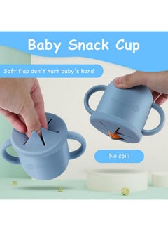 Snowie Soft ® Silicone Sippy Cup With Straw Baby Cup Silicone Training Cup With 2 In 1 Lid, Teether Straw & Draining Lid, Bpa-Free Spill Proof Non-Slip Baby Straw Cups 6-12 Months Toddlers, 250Ml Blue  - Image 3