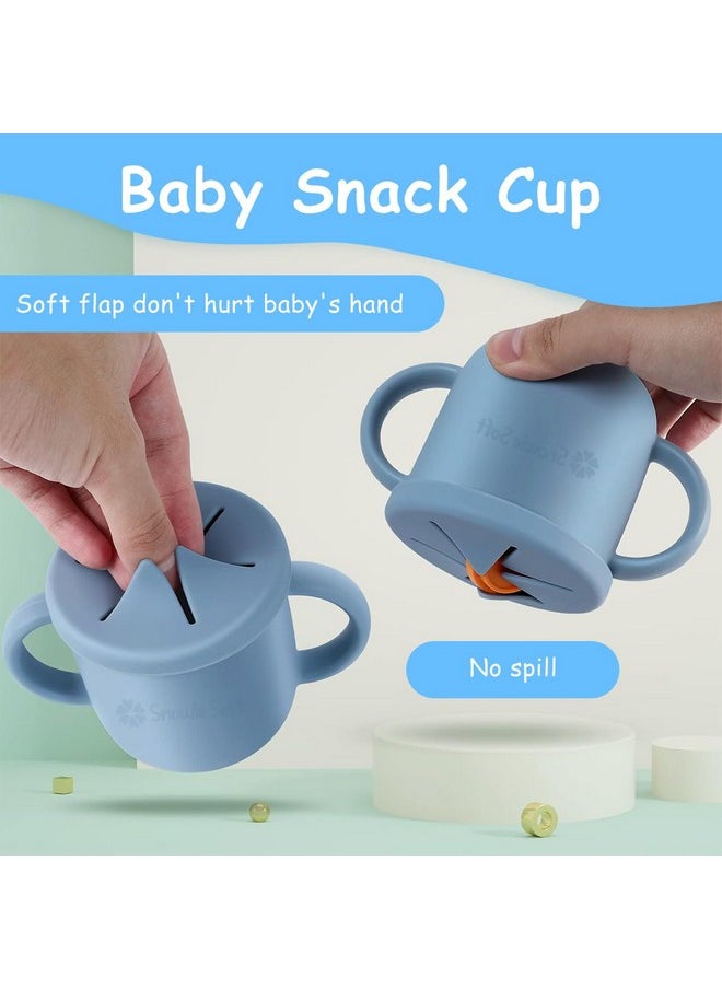 Snowie Soft - ® Silicone Sippy Cup With Straw Baby Cup Silicone Training Cup With 2 In 1 Lid, Teether Straw & Draining Lid, Bpa-Free Spill Proof Non-Slip Baby Straw Cups 6-12 Months Toddlers, 250Ml Blue - Image 1