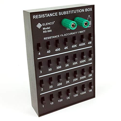 Elenco Resistance Substitution Box | Resistance Range From 1Ω To 11, 111 , 110MΩ | 1% Precision: 1Ω-40kΩ- 1 Watt/ 100kΩ- 4MΩ- 1/2 Watt - Image 1