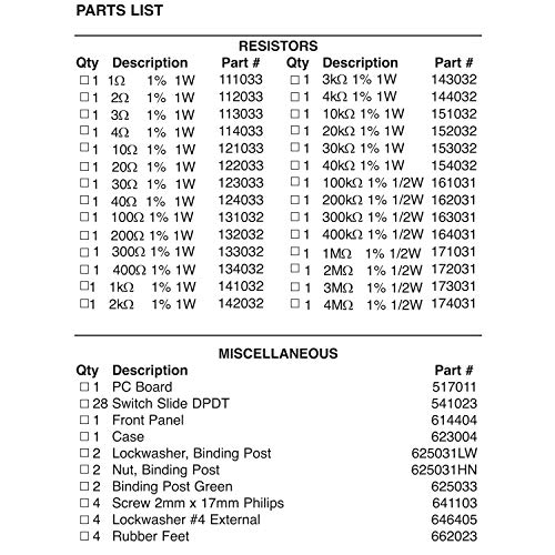 Elenco Resistance Substitution Box | Resistance Range From 1Ω To 11, 111 , 110MΩ | 1% Precision: 1Ω-40kΩ- 1 Watt/ 100kΩ- 4MΩ- 1/2 Watt - Image 4