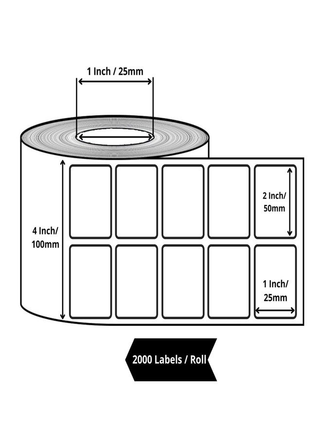True-Ally ملصق لاصق ذاتي أبيض لؤلؤي من ترو-ألي، 50 × 25 مم، مقاوم للماء، غير قابل للتمزق - بوليستر لامع فاخر - 2 × 1 بوصة × 2 × 50 مم × 25 مم - 2000 ملصق/لفة - لطباعة الباركود (يلزم شريط) (عبوة من قطعة واحدة) - Image 2