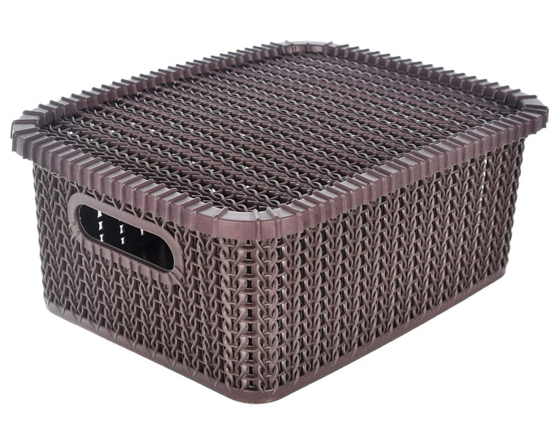 Kuber Industries Heart Home Multiuses Large M 20 Plastic Basket/Organizer With Lid- Pack of 4 (Brown) -46HH067 - Image 2