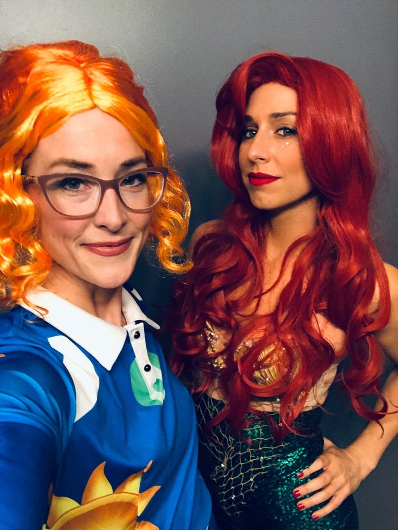Probeauty Mermaid Wig Long Red Curly Body Wave Wig Halloween Cosplay Costume Wigs for Women+Wig Cap - Image 2