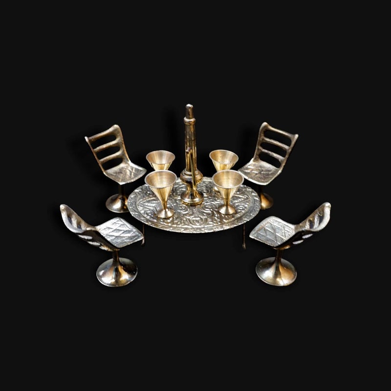 Craft Trade Brass Dining Table Chair Maharaja Set Showpiece for Home Decor Living Room Home Decor Items Decorative Items for Home 35 Inches - Image 2
