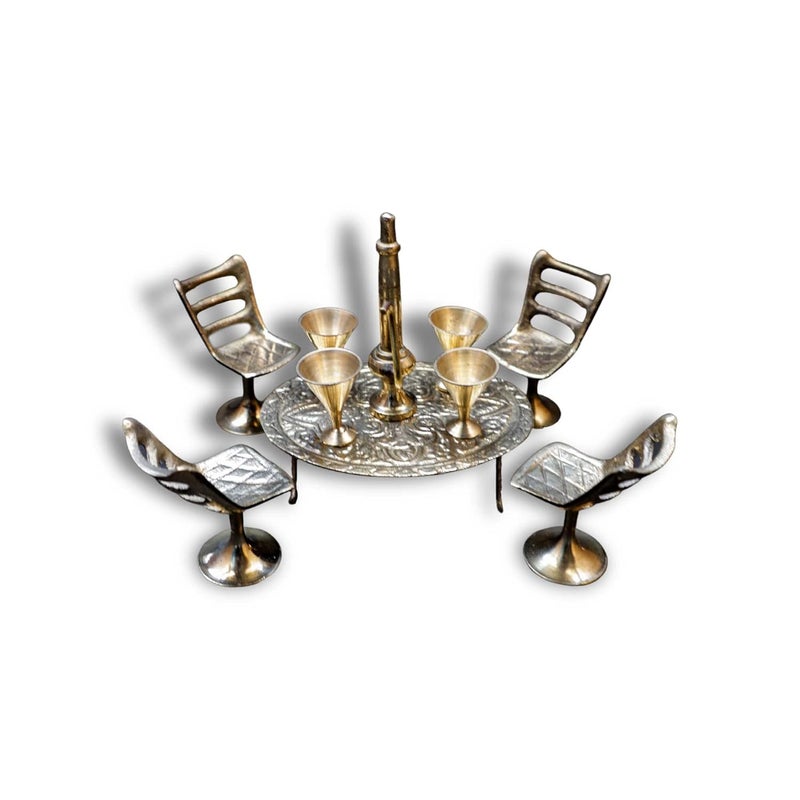 Craft Trade Brass Dining Table Chair Maharaja Set Showpiece for Home Decor Living Room Home Decor Items Decorative Items for Home 35 Inches - Image 3