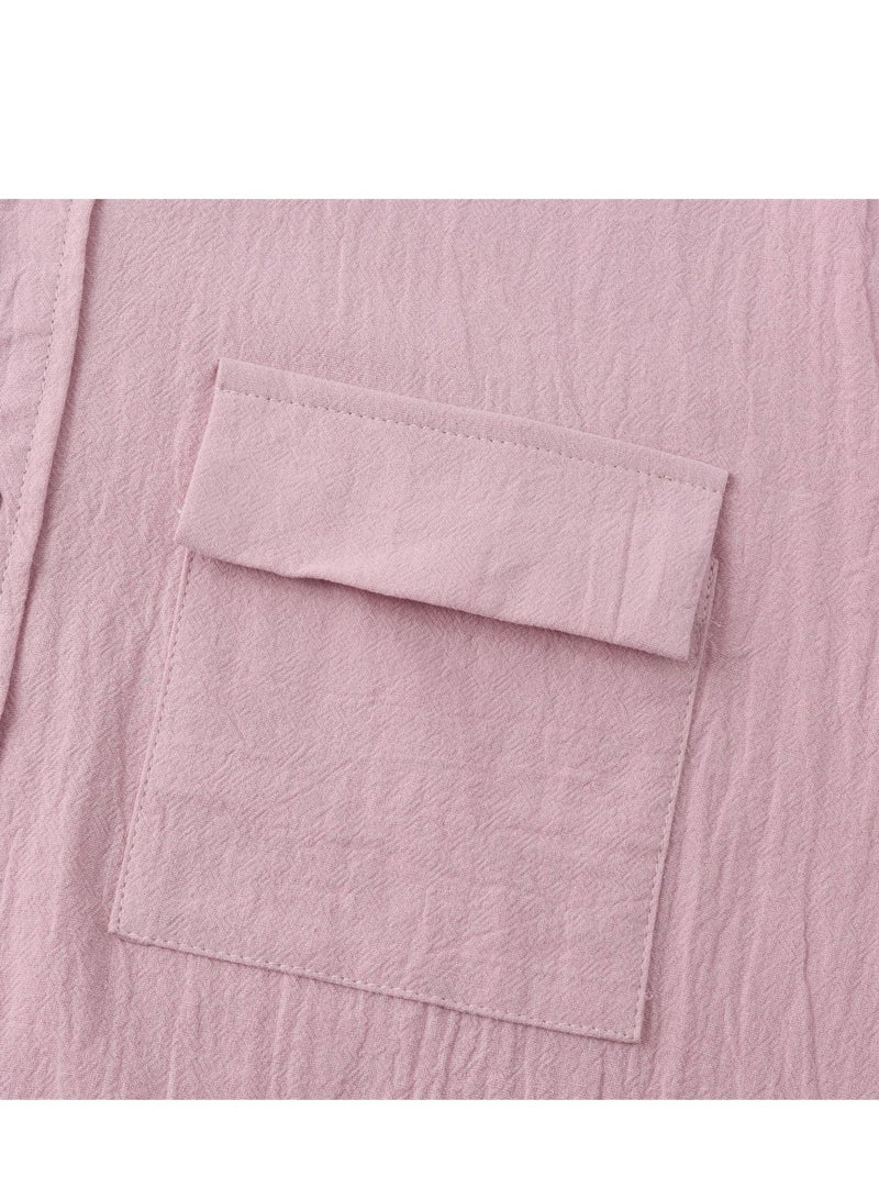 Summer new men's short-sleeved shirts men's casual shirts solid color half-sleeved tops  - Image 4