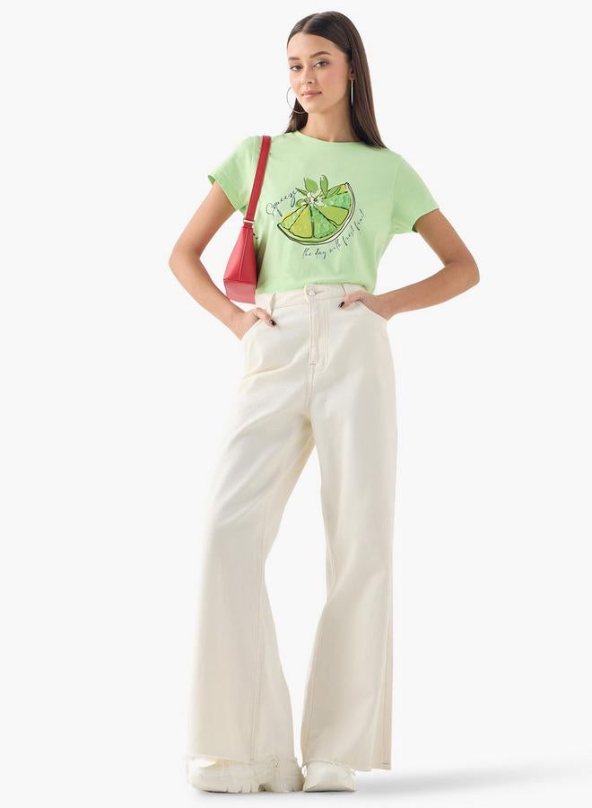 سبلاش فيڤ تيشيرت بياقة مستديرة مزين بأكمام قصيرة - Image 2