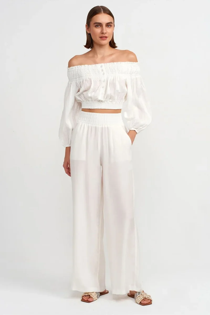 Dilvin White DILVIN Off-shoulder Crop Blouse for Women | Best Price UAE