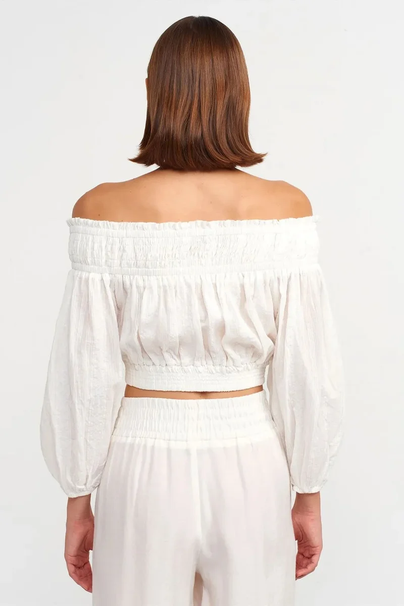 Dilvin White DILVIN Off-shoulder Crop Blouse for Women | Best Price UAE
