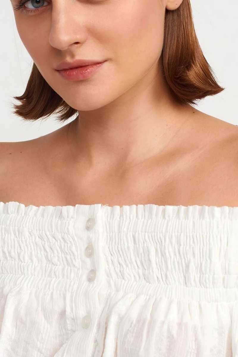 Dilvin White DILVIN Off-shoulder Crop Blouse for Women | Best Price UAE