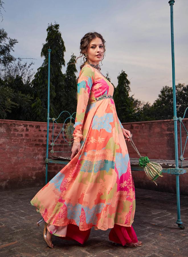 SASSAFRAS Orange Tie-Dye Back Criss Cross Dori Anarkali Kurta - Image 3