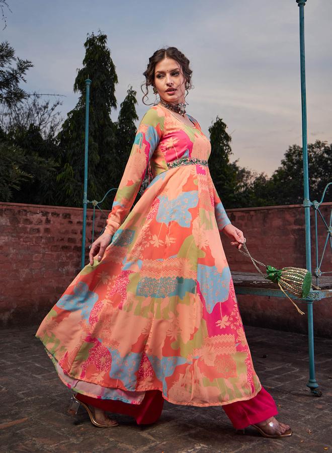 SASSAFRAS Orange Tie-Dye Back Criss Cross Dori Anarkali Kurta - Image 2