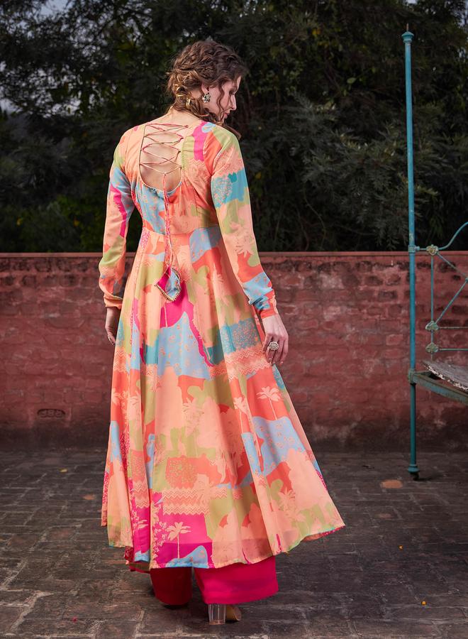 SASSAFRAS Orange Tie-Dye Back Criss Cross Dori Anarkali Kurta - Image 5