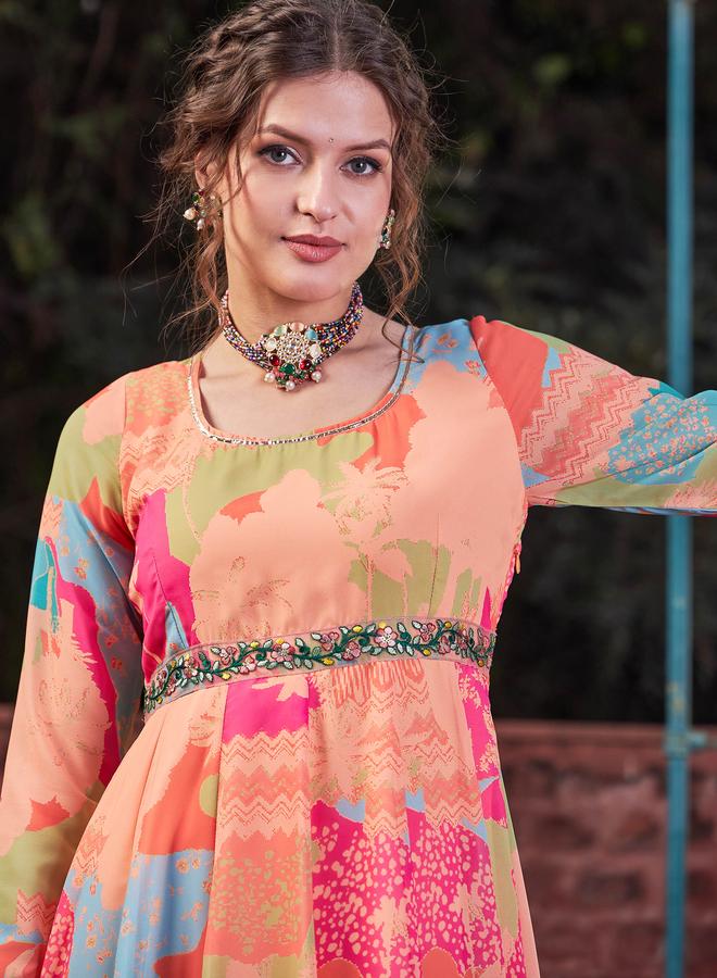SASSAFRAS Orange Tie-Dye Back Criss Cross Dori Anarkali Kurta - Image 4