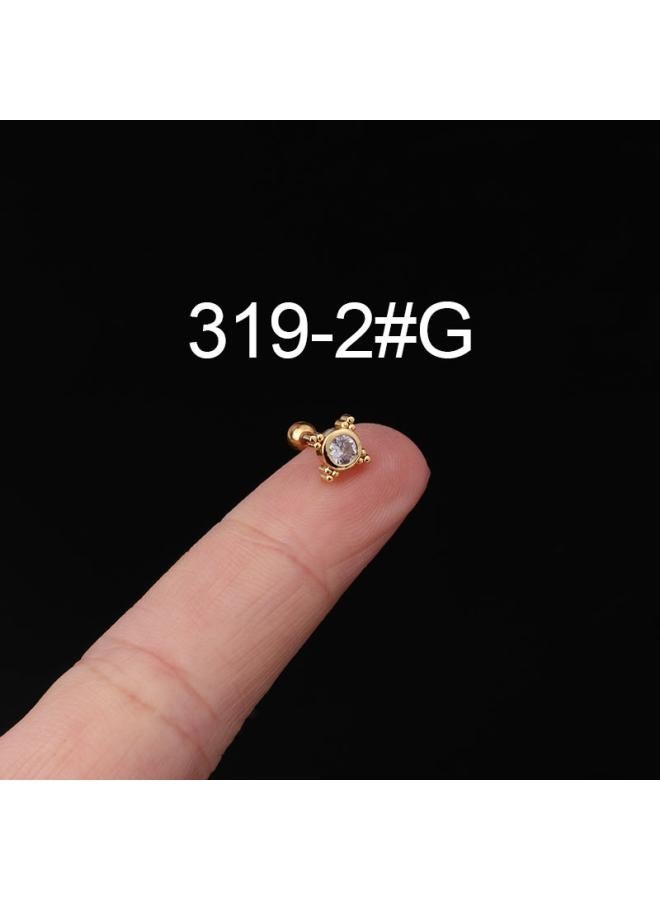 20g Stainless Steel Thin Rod Zircon Ear Nail Fashion Trend Earrings European And American Piercing Jewelry Screw Ball Earrings Single