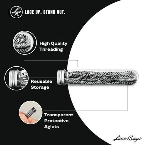 Lace Kings Round Shoelaces (Black/White - 27in) - Image 2