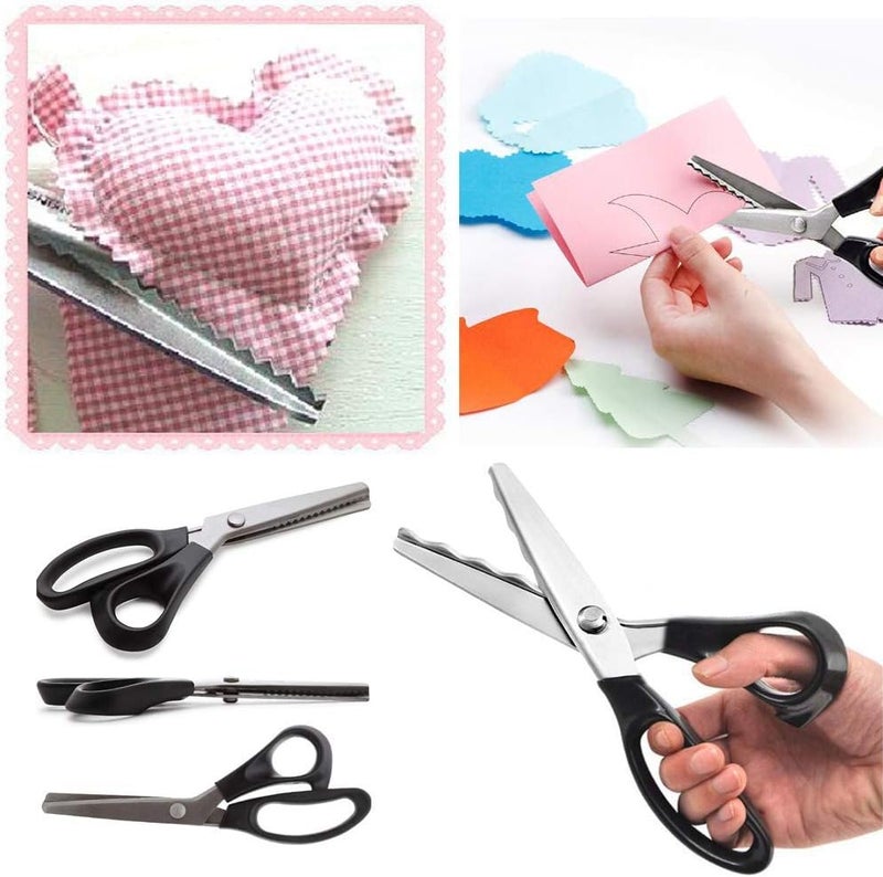 comfrt Professional Pinking Shears, Stainless Steel Dressmaking Scissors Craft Cutting Tool, Serrated Scalloped Blade Sewing Scissor (Scalloped 18mm) - Image 3