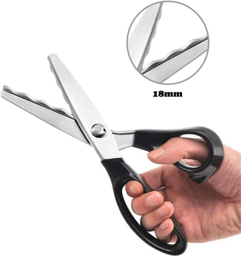 comfrt Professional Pinking Shears, Stainless Steel Dressmaking Scissors Craft Cutting Tool, Serrated Scalloped Blade Sewing Scissor (Scalloped 18mm) - Image 1