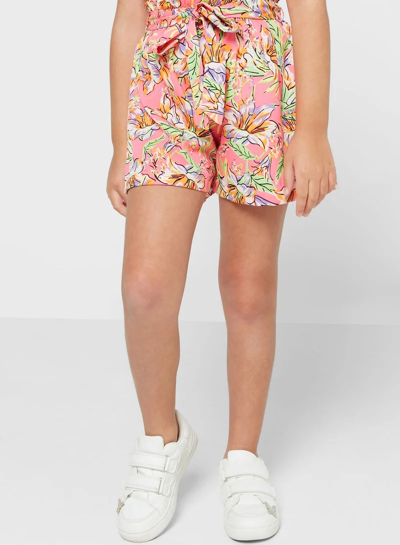Nautinati Nauti Nati Girls Ruffled One-Shoulder Top With Shorts