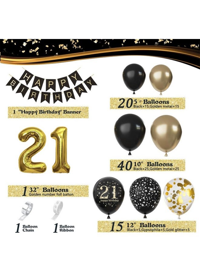 Sllyfo 21St Birthday Decorations For Man Her Black And Gold 21St Birthday Balloons Set Party Decorations With 21St Happy Birthday Banner，Black And Gold For Boys Girls 21 Birthday Party Supplies - Image 5