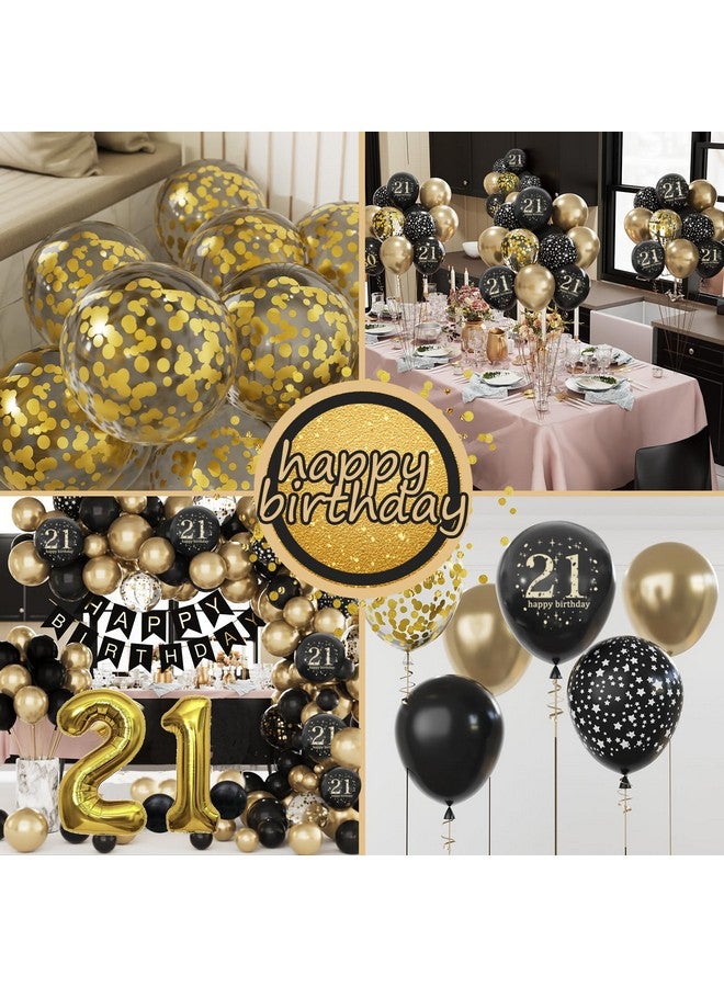 Sllyfo 21St Birthday Decorations For Man Her Black And Gold 21St Birthday Balloons Set Party Decorations With 21St Happy Birthday Banner，Black And Gold For Boys Girls 21 Birthday Party Supplies - Image 4