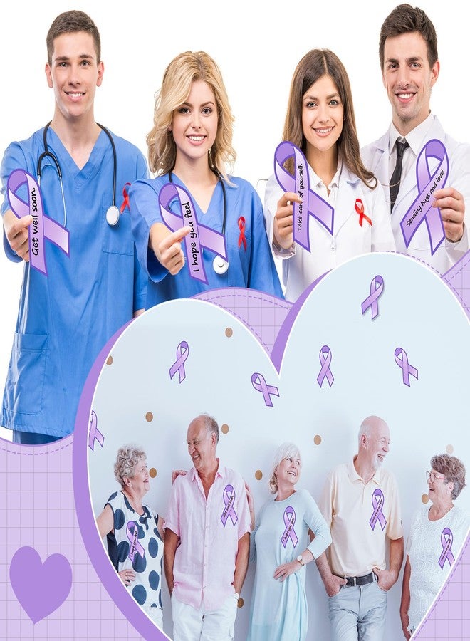 Qilery 100 Pcs Large Purple Ribbon Cutouts with 2 Pcs Marker Pens Paper Alzheimer's Epilepsy Lupus Pancreatic Cancer Awareness Cutouts for Charity Fundraiser Support Supplies - Image 5
