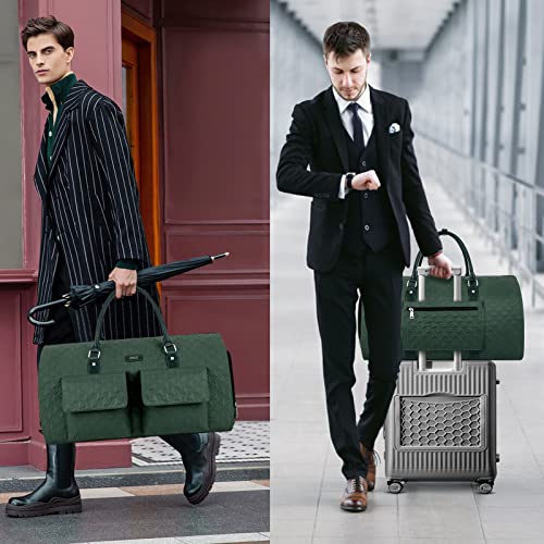 TIBES Garment Bag for Travel With Toiletry Bag Convertible Carry On Weekender Bag Large Travel Duffel Bags for Women 2 in 1 Hanging Suitcase Suit Travel Bags for Women & Men 3pcs Set (H-Green) - Image 5