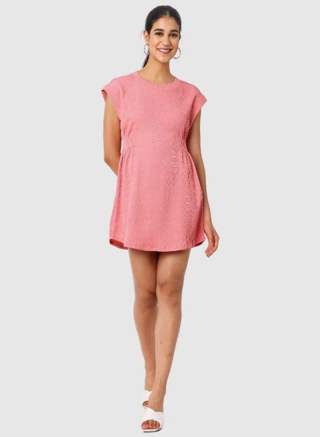 Freehand  Women Regular Fit Textured Crew Neck Sleeveless Mini Dress for Women | Best Price UAE