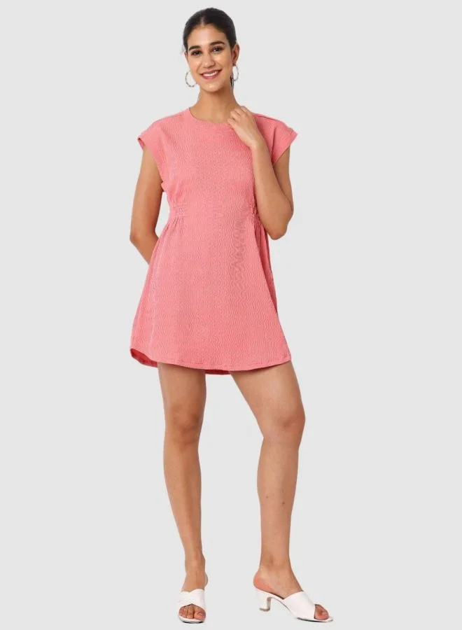 Freehand  Women Regular Fit Textured Crew Neck Sleeveless Mini Dress for Women | Best Price UAE