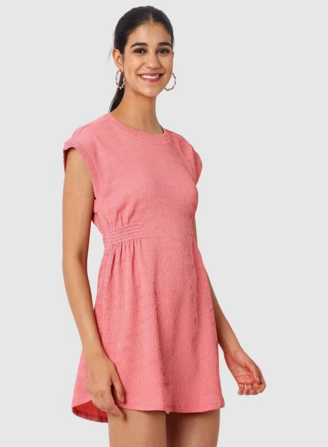 Freehand  Women Regular Fit Textured Crew Neck Sleeveless Mini Dress for Women | Best Price UAE