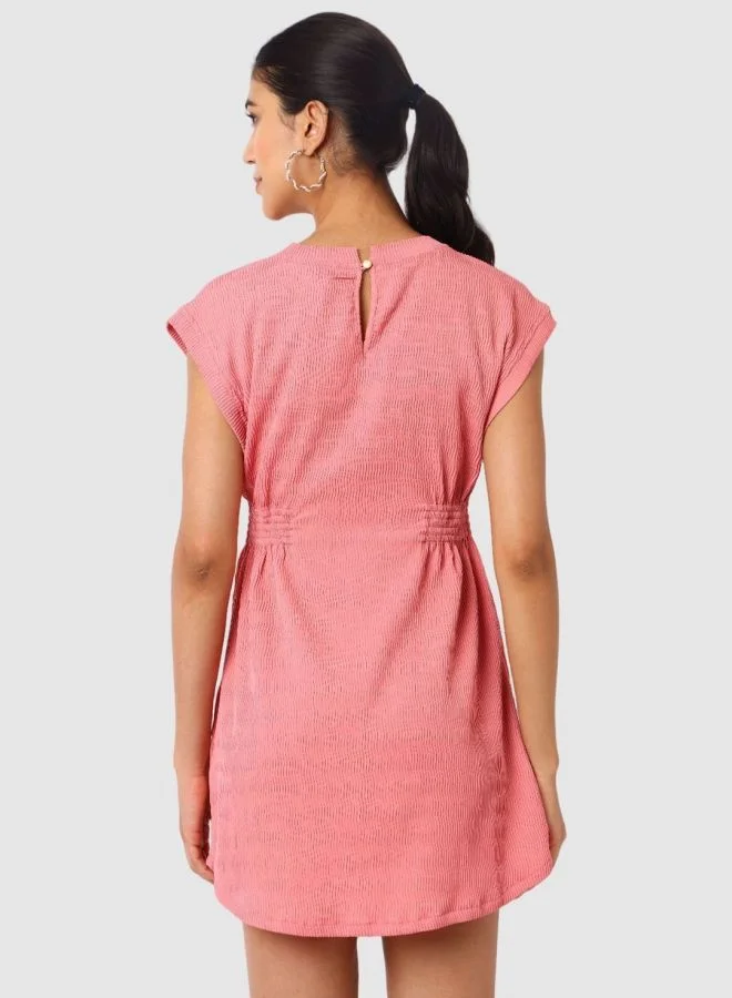 Freehand  Women Regular Fit Textured Crew Neck Sleeveless Mini Dress for Women | Best Price UAE