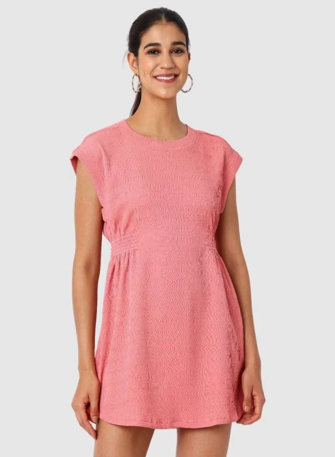 Freehand  Women Regular Fit Textured Crew Neck Sleeveless Mini Dress for Women | Best Price UAE