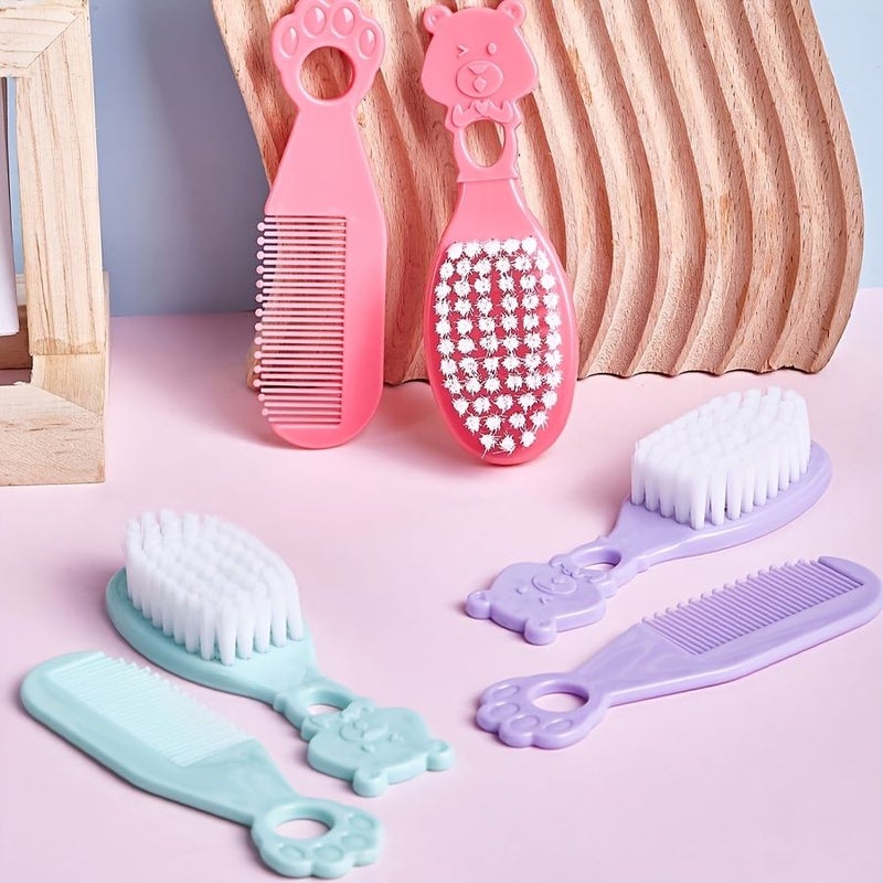 3pcs White Little Bear Comb Brush Set for Baby Cradle Cap Removal Newborn Hair Washing Massage Bathing - Image 5