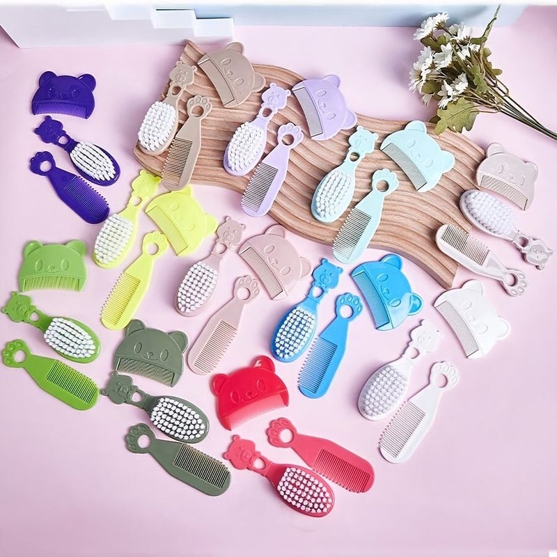 3pcs White Little Bear Comb Brush Set for Baby Cradle Cap Removal Newborn Hair Washing Massage Bathing - Image 4