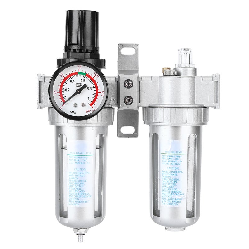 NANPU Air Filter Regulator: 1/4'' Air In/Outlet, 0-1.0Mpa Adjustable Pressure, Durable Aluminum Plastic Construction - Lightweight Compact Design, Moisture Particle Removal for Compressed Air Systems - Image 1