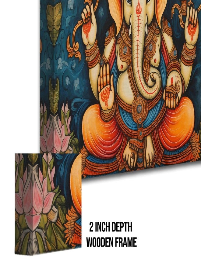 LADECOR Large Ganesha Wall Painting Ganapati Canvas Artwork for Living Room, Office, and Bedroom Décor. (18 Inch x 24 Inch, C) - Image 3